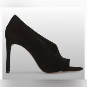NEW Vince Camuto 6 Black Peep Toe Heel Black Suede Wedding Guest Minimalist